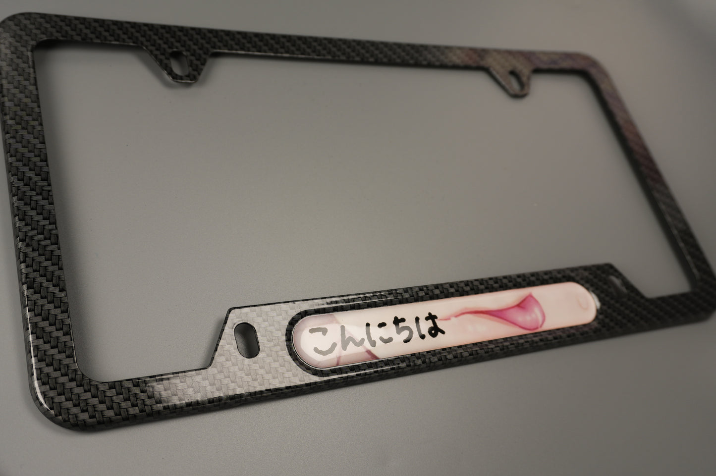 License plate frame aluminum - Anime hentai tongue licking