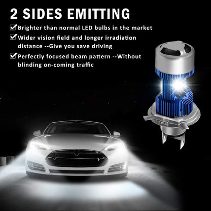 H4 Motorcycle LED Headlight Bulb 9003 HB2 HS1 P43t 6500K CREE Chips High Low Beam Conversion Kit 1 Yr Warranty, 1 Pack