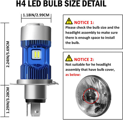 H4 LED Headlights Bulbs 9003 LED Bulb HB2 HS1 Conversion Kit P43t 6500K CREE Chips High Low Beam