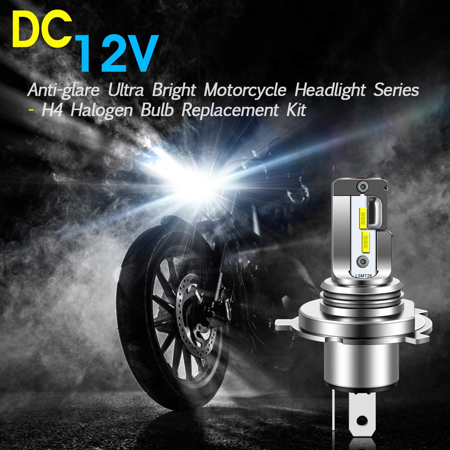 Bulb Htec H4 9003 HB2 Motorcycle LED Headlight Bulb H19 LED Bulb All-in-One High ...
