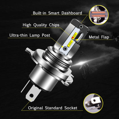 H4 9003 HB2 Motorcycle LED Headlight Bulb H19 LED Bulb All-in-One High Low Beam 6500-7000K Super Bright Headlamp Conversion Kit, 1 Pack